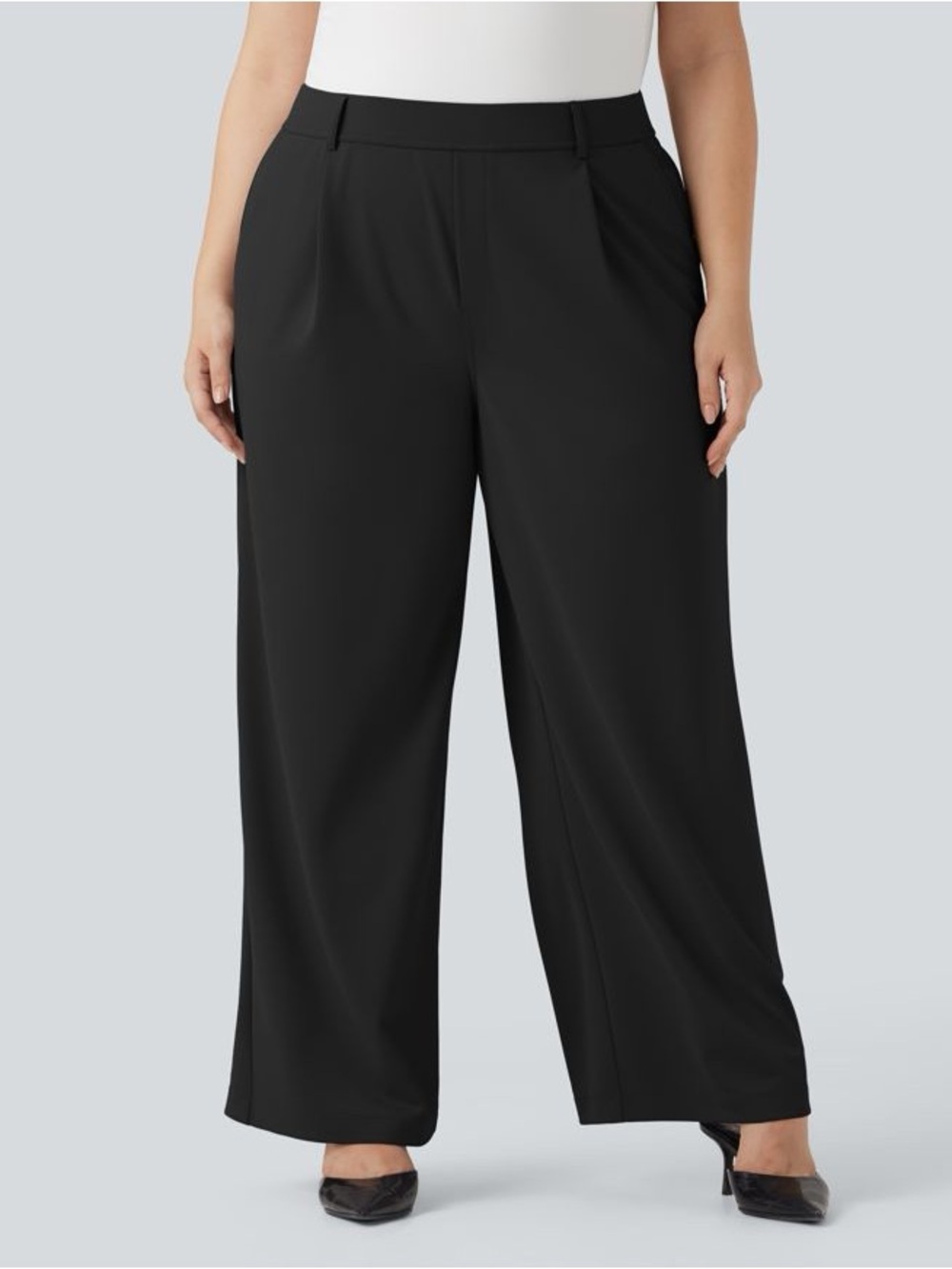 HALARA Black Wide-Leg Dress Pants Large